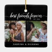 Kalligraphie Beste Freunde für immer 4 FotoCollage Keramikornament (Rückseite)