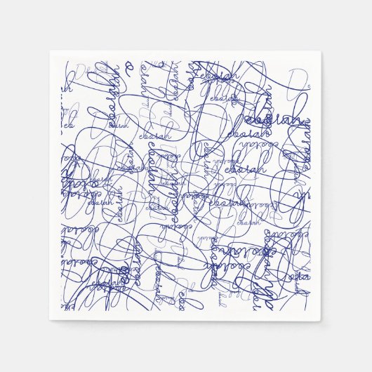 Kalligraphie Blaue Signaturen Serviette (Vorderseite)