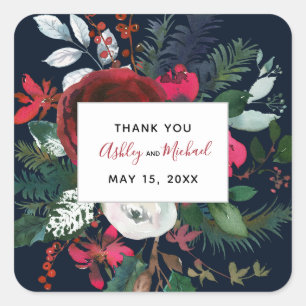 KALLIGRAPHIE + BLOOM   Hochzeitstag in Burgund und Quadratischer Aufkleber