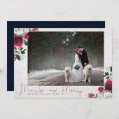 KALLIGRAPHIE + BLOOM | Merry und Verheiratetes Fot Feiertagskarte (Vorne/Hinten)