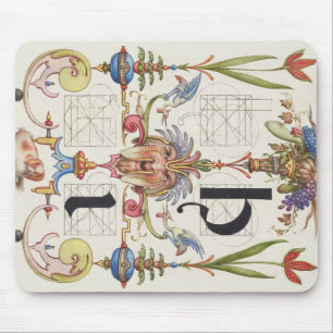 KALLIGRAPHIE BOTANISCHER BRIEF I HOEFNAGEL ALPHABE MOUSEPAD
