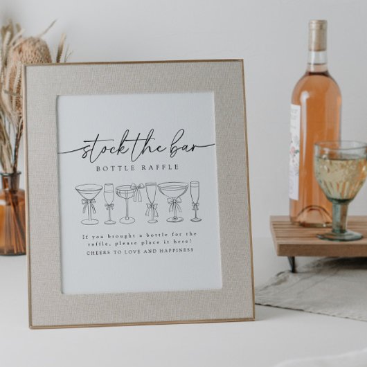 Kalligraphie-Bow trinkt Bar Raffle-Zeichen Poster