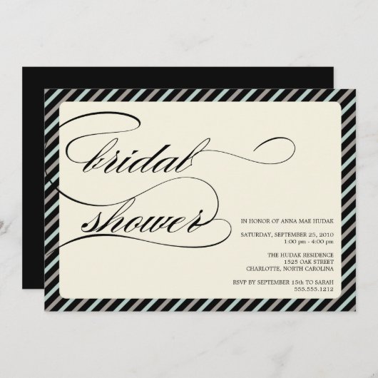 {Kalligraphie}-Brautparty Einladung (Vorne/Hinten)