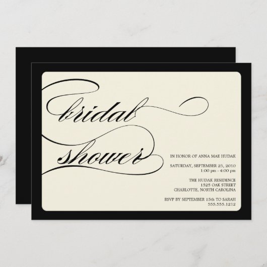 {Kalligraphie}-Brautparty Einladung (Vorne/Hinten)