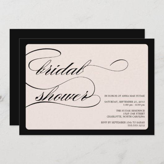 {Kalligraphie}-Brautparty Einladung (Vorne/Hinten)