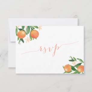 Kalligraphie Citrus Orangen Korallenrosa Auswahl RSVP Karte