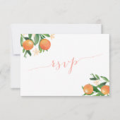 Kalligraphie Citrus Orangen Korallenrosa Auswahl RSVP Karte (Vorderseite)