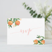 Kalligraphie Citrus Orangen Korallenrosa Auswahl RSVP Karte (Stehend Vorderseite)