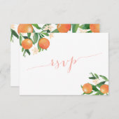 Kalligraphie Citrus Orangen Korallenrosa Auswahl RSVP Karte (Vorne/Hinten)