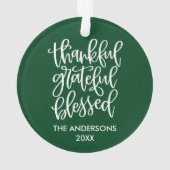Kalligraphie dankbar dankbar, gesegnet grün ornament (Rückseite)