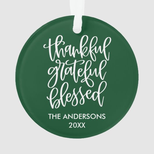 Kalligraphie dankbar dankbar, gesegnet grün ornament (Rückseite)