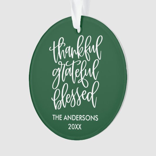 Kalligraphie dankbar dankbar, gesegnet grün ornament (Vorderseite)