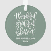 Kalligraphie Dankbar Dankbar gesegnete Seite Grün Ornament (Rückseite)