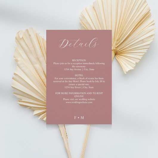 Kalligraphie der Rose Hochzeitskarte Begleitkarte