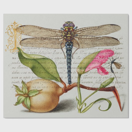 Kalligraphie (Dragonfly, Nelke & Birne) Geschenkpapier (Flach)