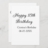 Kalligraphie einfach minimale glückliche 15. Gebur Einladung (Vorne/Hinten)