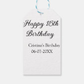 Kalligraphie einfach minimale glückliche 15. Gebur Geschenkanhänger (Rückseite)