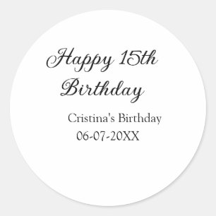 Kalligraphie einfach minimale glückliche 15. Gebur Runder Aufkleber