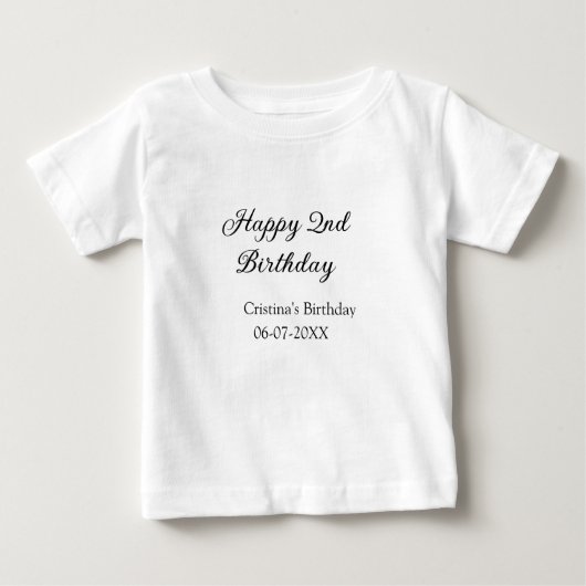 Kalligraphie einfach minimale glückliche 2. Geburt Baby T-shirt (Vorderseite)