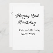 Kalligraphie einfach minimale glückliche 2. Geburt Einladung (Vorne/Hinten)