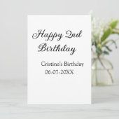 Kalligraphie einfach minimale glückliche 2. Geburt Feiertagskarte (Stehend Vorderseite)