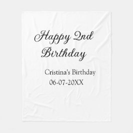 Kalligraphie einfach minimale glückliche 2. Geburt Fleecedecke