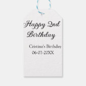 Kalligraphie einfach minimale glückliche 2. Geburt Geschenkanhänger (Rückseite)