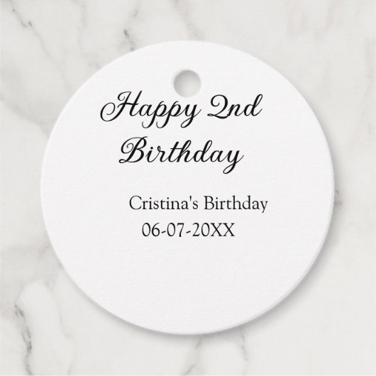 Kalligraphie einfach minimale glückliche 2. Geburt Geschenkanhänger (Vorderseite)