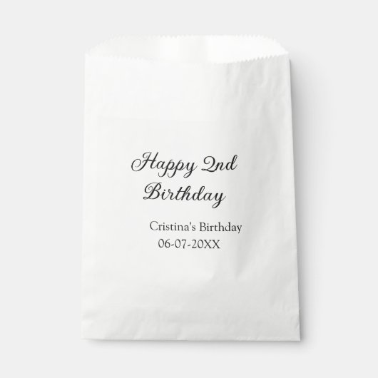 Kalligraphie einfach minimale glückliche 2. Geburt Geschenktütchen (Vorderseite)