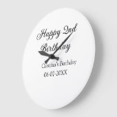 Kalligraphie einfach minimale glückliche 2. Geburt Große Wanduhr (Winkel)