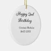 Kalligraphie einfach minimale glückliche 2. Geburt Keramik Ornament (Rechts)