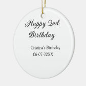 Kalligraphie einfach minimale glückliche 2. Geburt Keramik Ornament (Links)