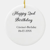 Kalligraphie einfach minimale glückliche 2. Geburt Keramik Ornament (Hinten)