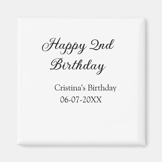 Kalligraphie einfach minimale glückliche 2. Geburt Magnet (Vorne)