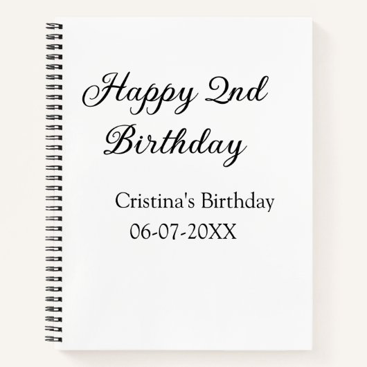 Kalligraphie einfach minimale glückliche 2. Geburt Notizblock (Vorderseite)