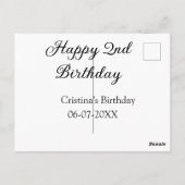 Kalligraphie einfach minimale glückliche 2. Geburt Postkarte (Rückseite)