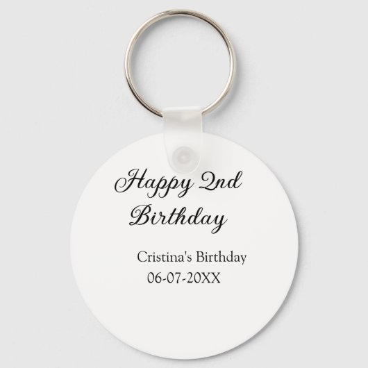 Kalligraphie einfach minimale glückliche 2. Geburt Schlüsselanhänger (Vorderseite)