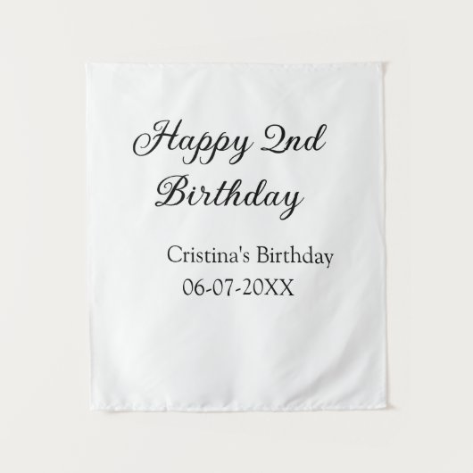 Kalligraphie einfach minimale glückliche 2. Geburt Wandteppich (Vorderseite)