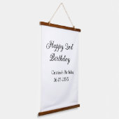 Kalligraphie einfach minimale glückliche 2. Geburt Wandteppich Mit Holzrahmen (Gewinkelt)