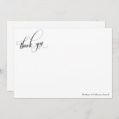 Kalligraphie einfach schwarz und weiß dankeskarte (Vorne/Hinten)