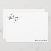 Kalligraphie einfach schwarz und weiß dankeskarte (Vorne/Hinten)