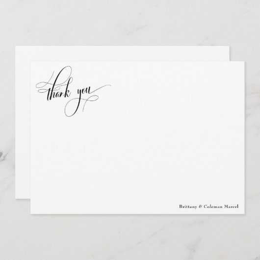 Kalligraphie einfach schwarz und weiß dankeskarte (Vorne/Hinten)