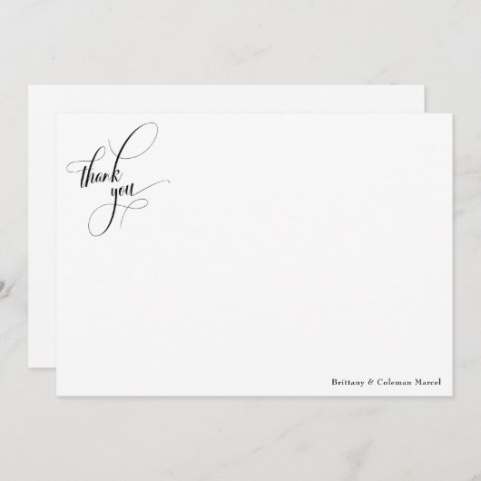 Kalligraphie einfach schwarz und weiß dankeskarte (Vorne/Hinten)