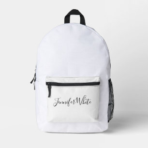 Kalligraphie Elegant Bold Retro Black & White Name Bedruckter Rucksack