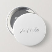 Kalligraphie Elegant Bold Retro Grau Weißer Name Button (Vorne & Hinten)