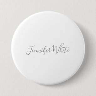 Kalligraphie Elegant Bold Retro Grau Weißer Name Button