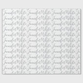 Kalligraphie Elegant Bold Retro Grau Weißer Name Geschenkpapier (Flach)