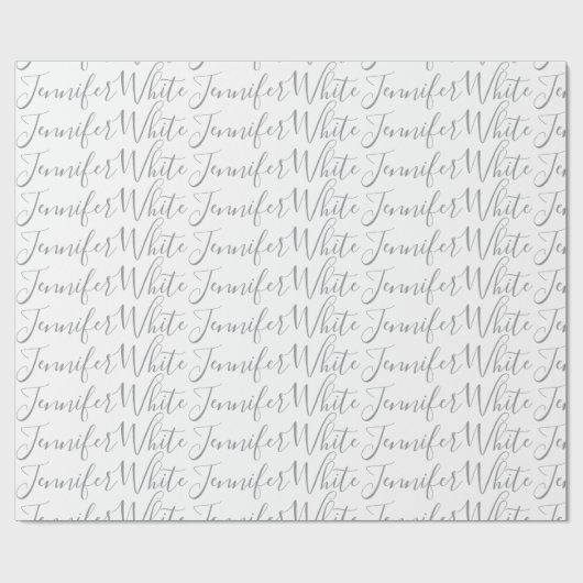 Kalligraphie Elegant Bold Retro Grau Weißer Name Geschenkpapier (Flach)