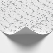 Kalligraphie Elegant Bold Retro Grau Weißer Name Geschenkpapier (Ecke)