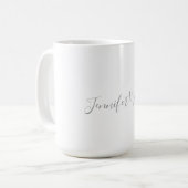 Kalligraphie Elegant Bold Retro Grau Weißer Name Kaffeetasse (Vorderseite Links)